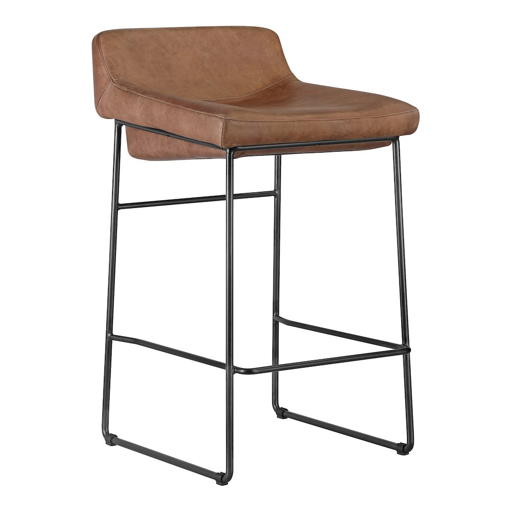 Starlet Counter Stool Open Road Brown Leather – Set Of Two