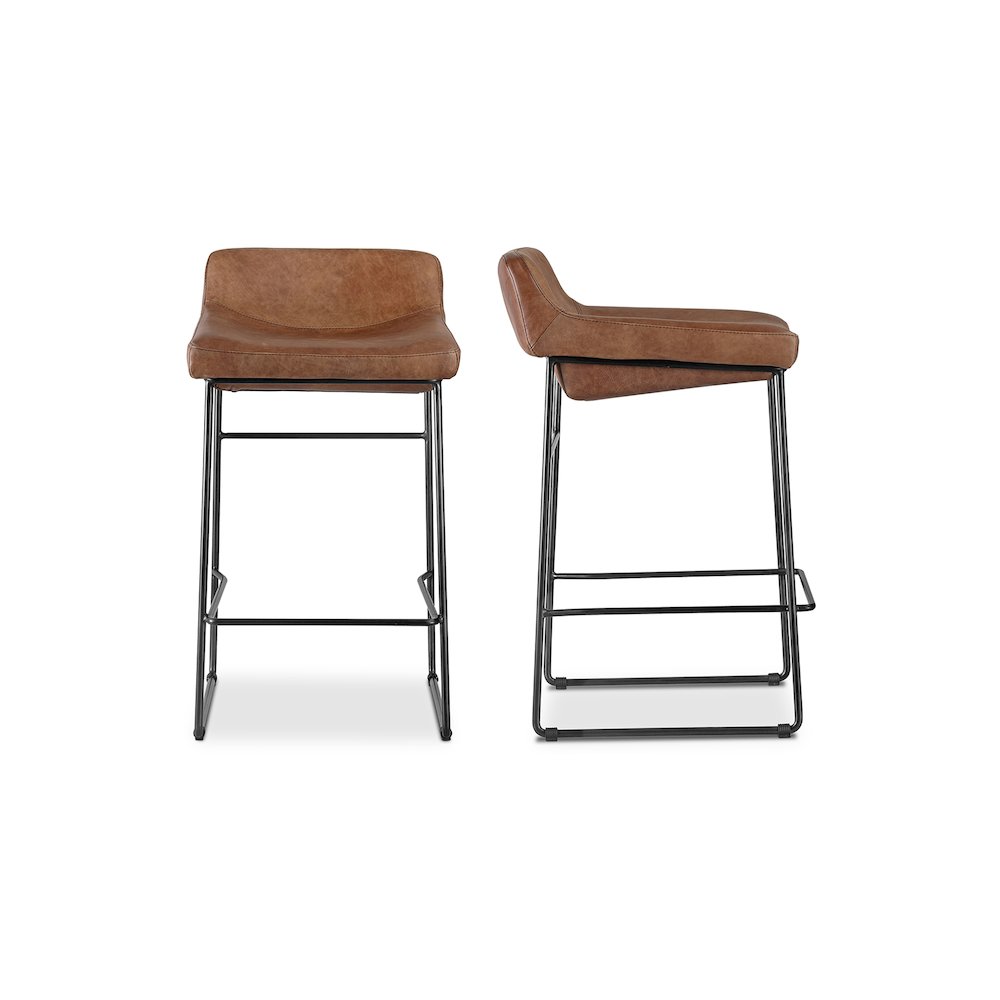 Starlet Counter Stool Open Road Brown Leather – Set Of Two