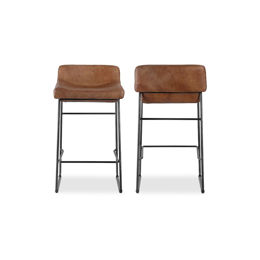 Starlet Counter Stool Open Road Brown Leather – Set Of Two