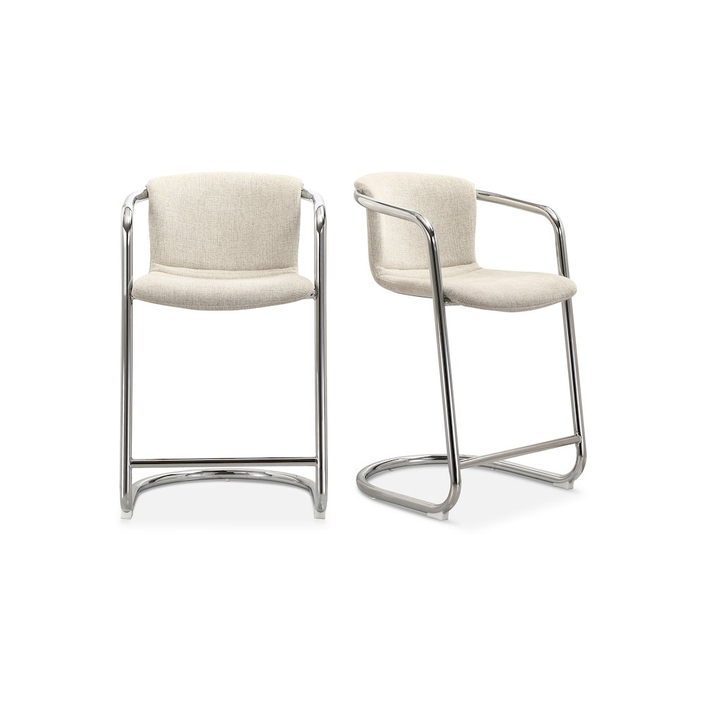 Freeman Chrome Frame Counter Stool Blended Cream – Set Of Two