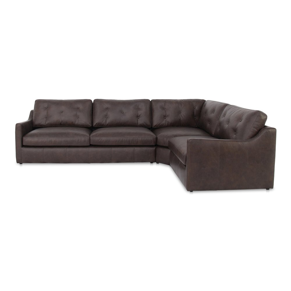 Thurlow 3 Piece Right Modular Sectional Espresso Brown Leather