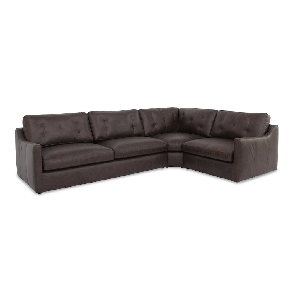 Thurlow 3 Piece Right Modular Sectional Espresso Brown Leather