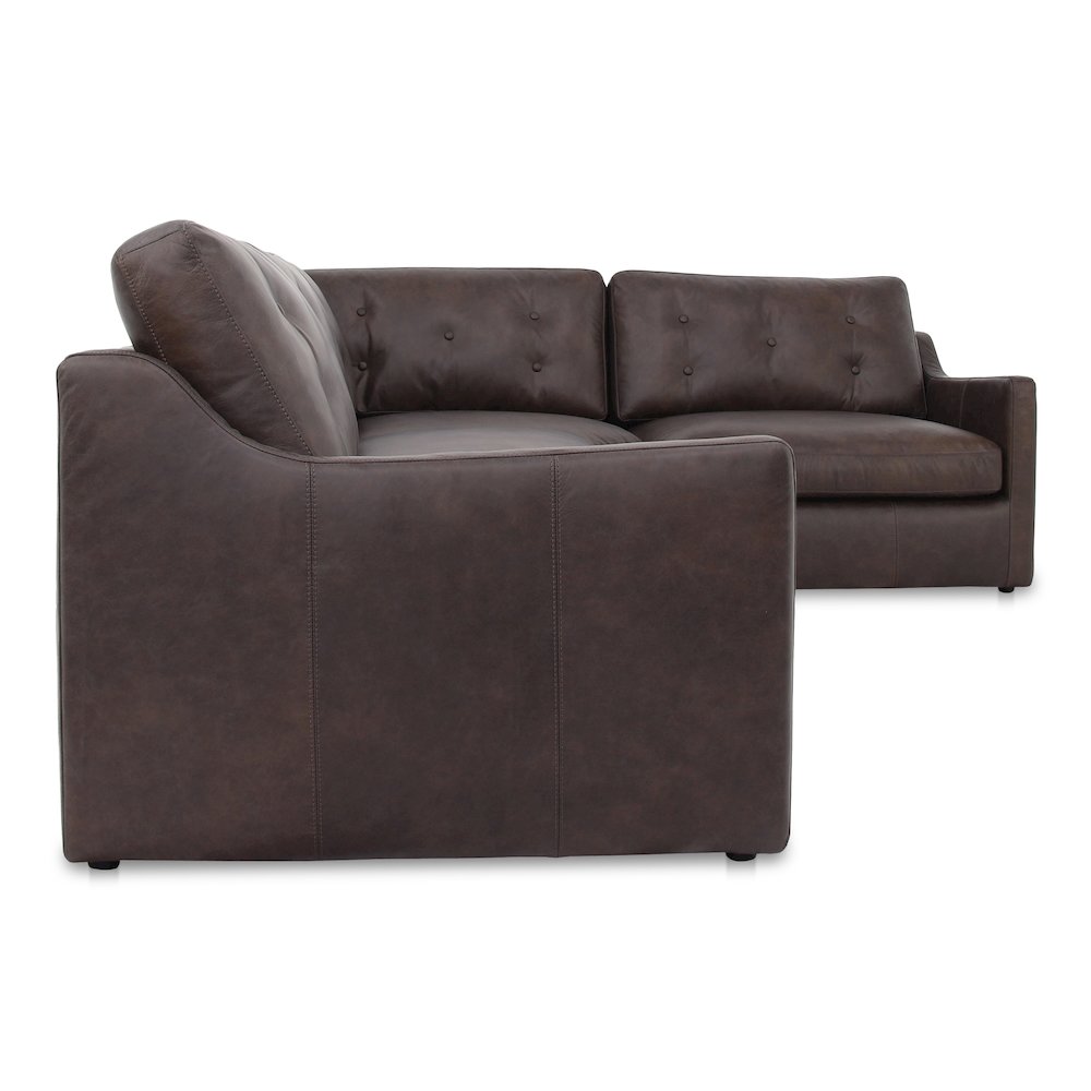 Thurlow 3 Piece Right Modular Sectional Espresso Brown Leather