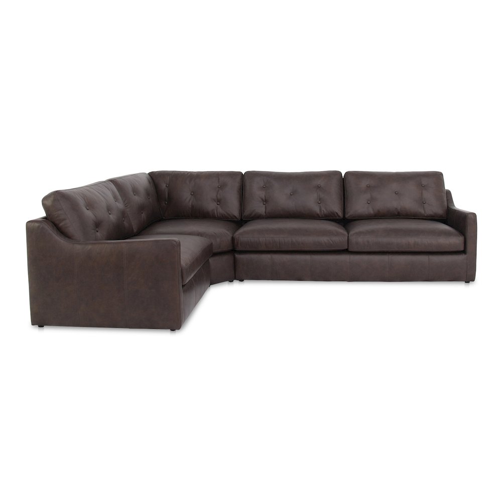 Thurlow 3 Piece Left Modular Sectional Espresso Brown Leather