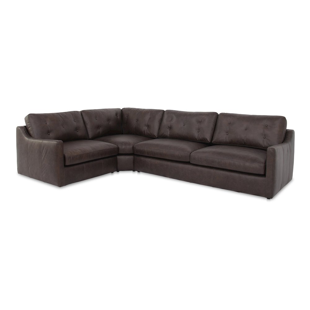 Thurlow 3 Piece Left Modular Sectional Espresso Brown Leather