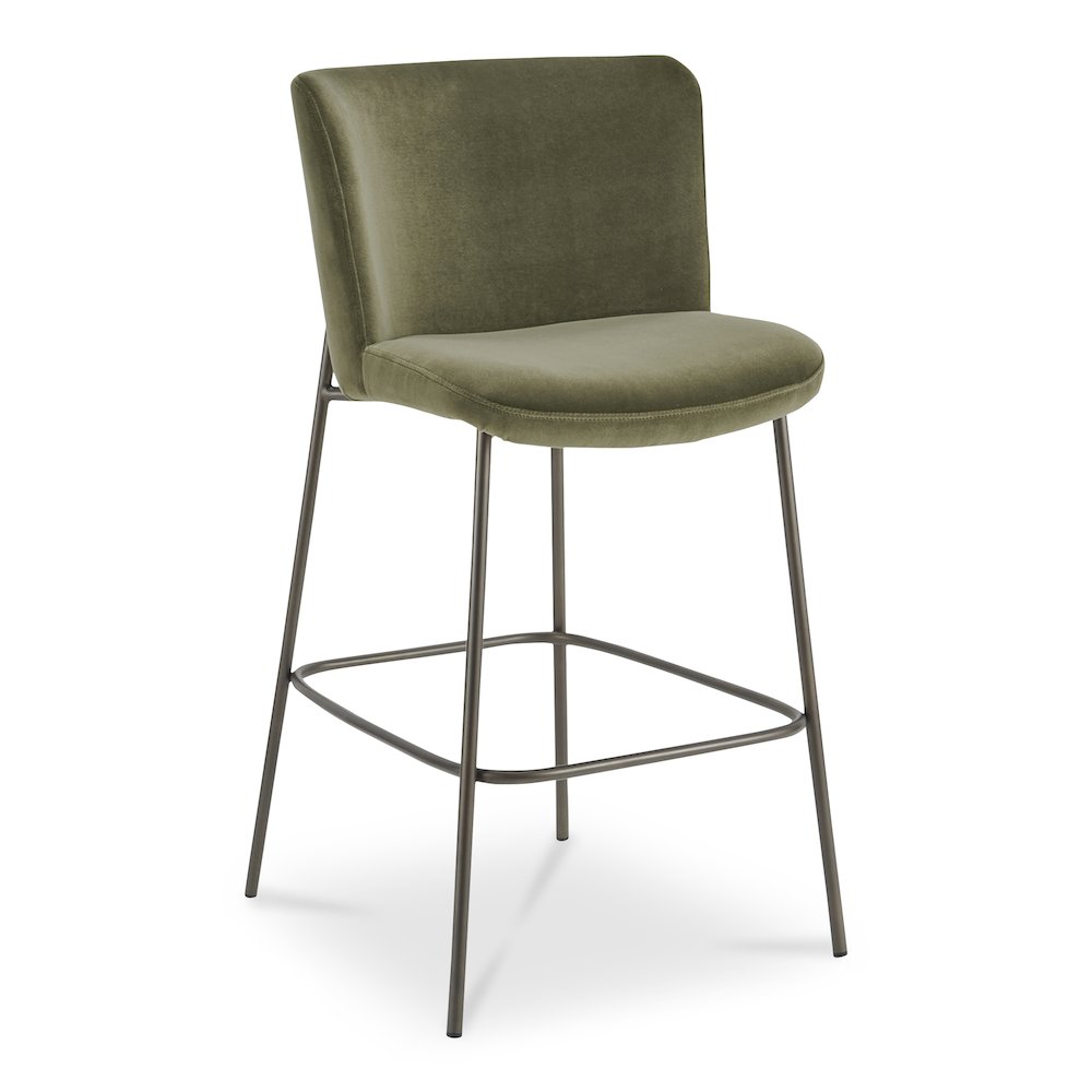 Early Bar Stool Faux Green Mohair