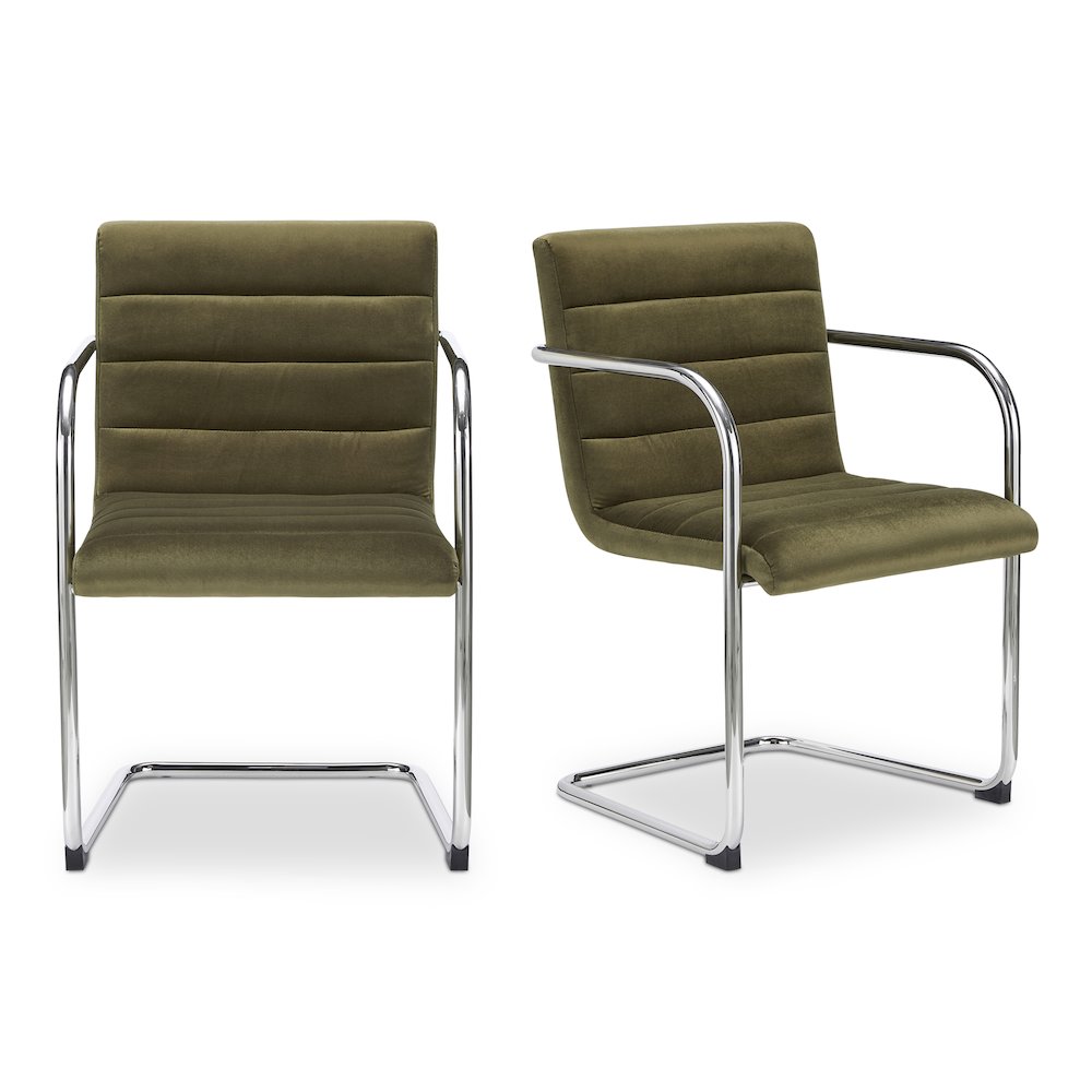 Pedro Dining Chair Green Mohair Set of Two