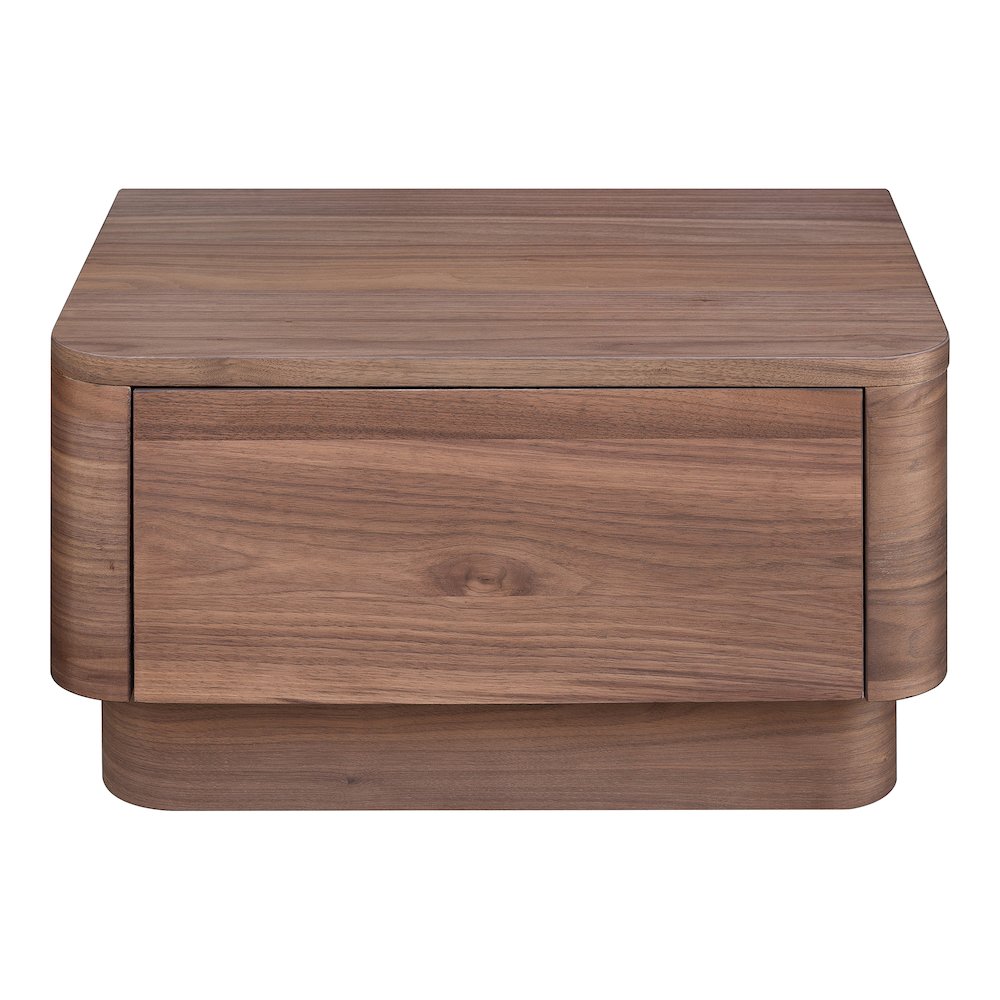 Round Off Small Nightstand Walnut Brown