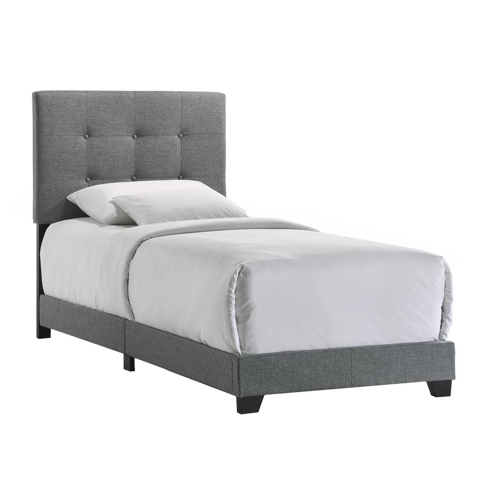 Addyson Twin UPH Bed in Addyson Gunmetal Fabric