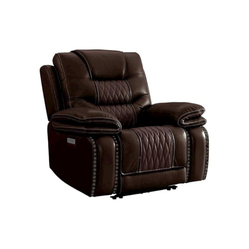 Dual-Power Recliner in Dark Brown Leather