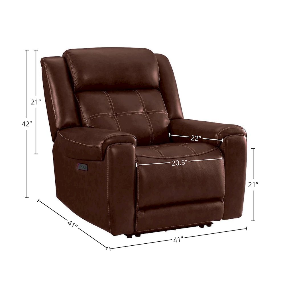 Dual-Power Recliner in Baron Redwood Leather