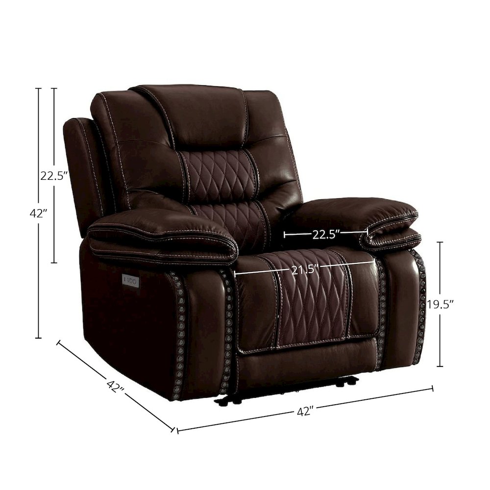 Dual-Power Recliner in Dark Brown Leather