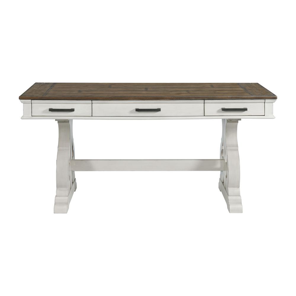 60″ Writing Desk in Rustic White & French Oak