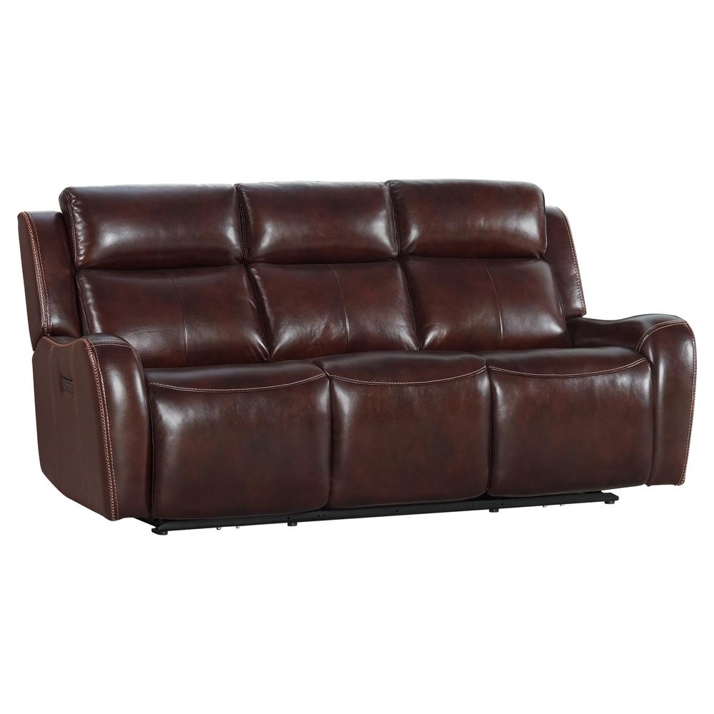 Dual-Pwr Sofa in TT Reddish Brown Leather