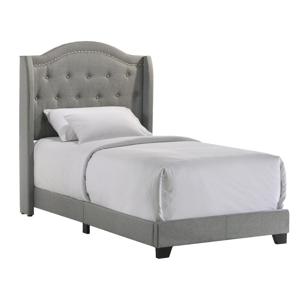 Rhyan Twin UPH Bed in Rhyan Smoke Fabric