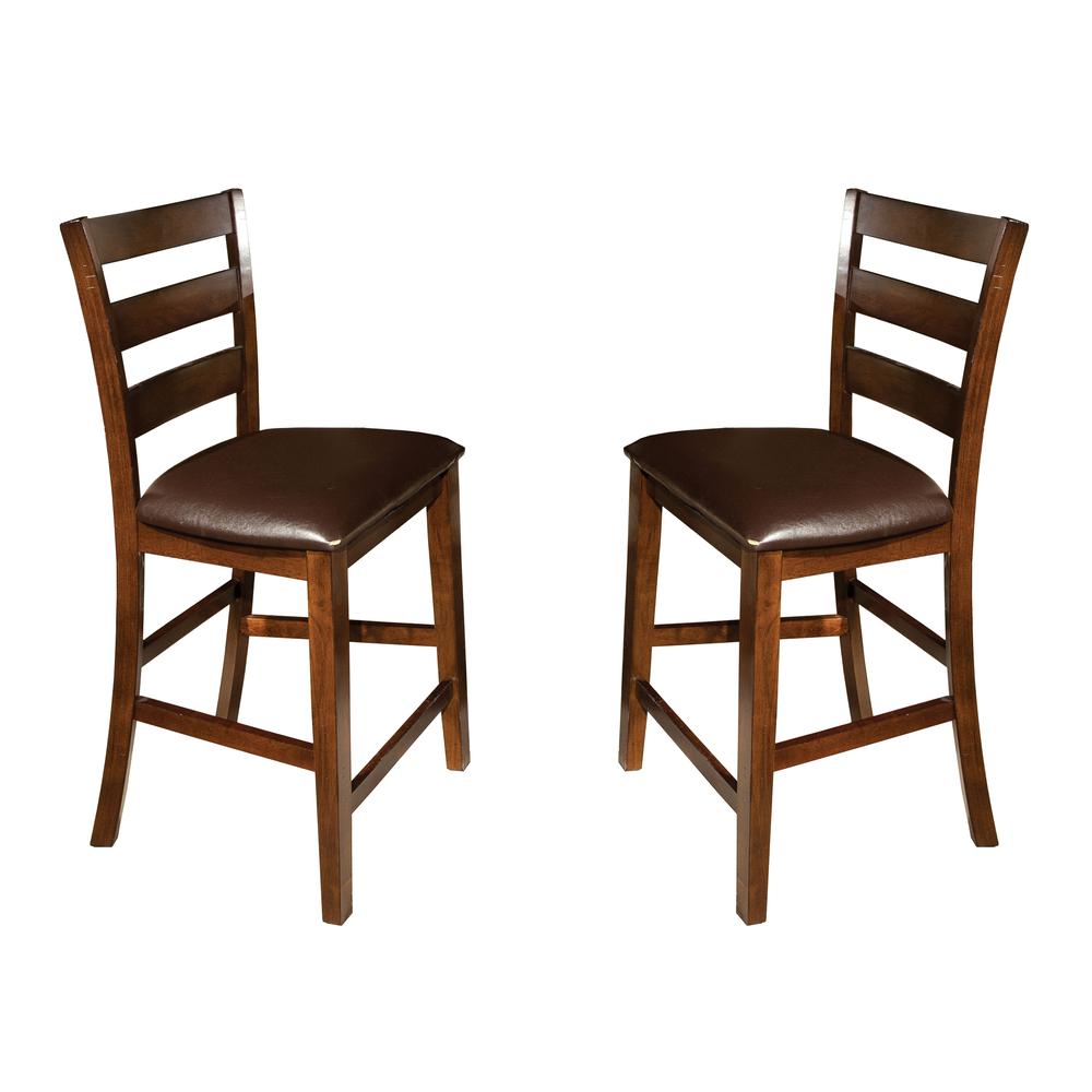 Kona 24″ Ladder Back Barstool w/PU Seat (Set of 2)