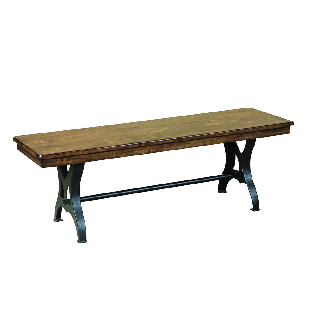 District Backless Dining Bench with Cast Iron Base