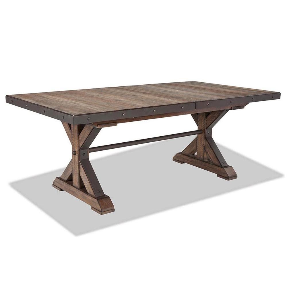 Taos Trestle Base Dining Table Multi Colored Brown Canyon Finish