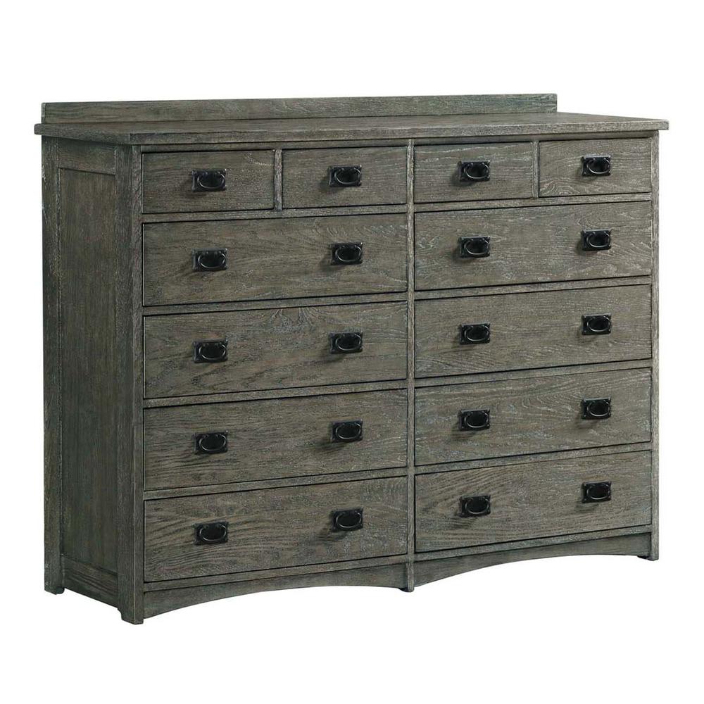 12 Drawer Dresser in Brushed Pewter