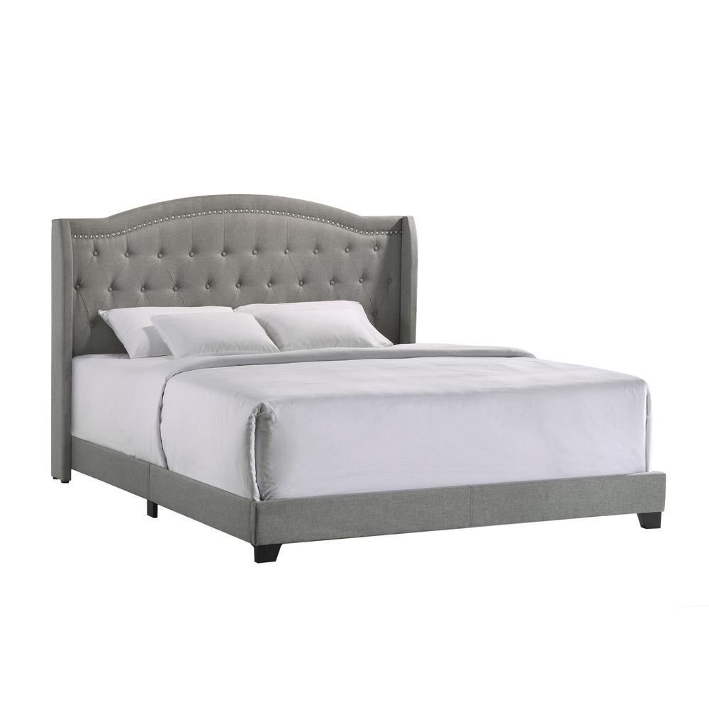 Rhyan King UPH Bed in Rhyan Smoke Fabric