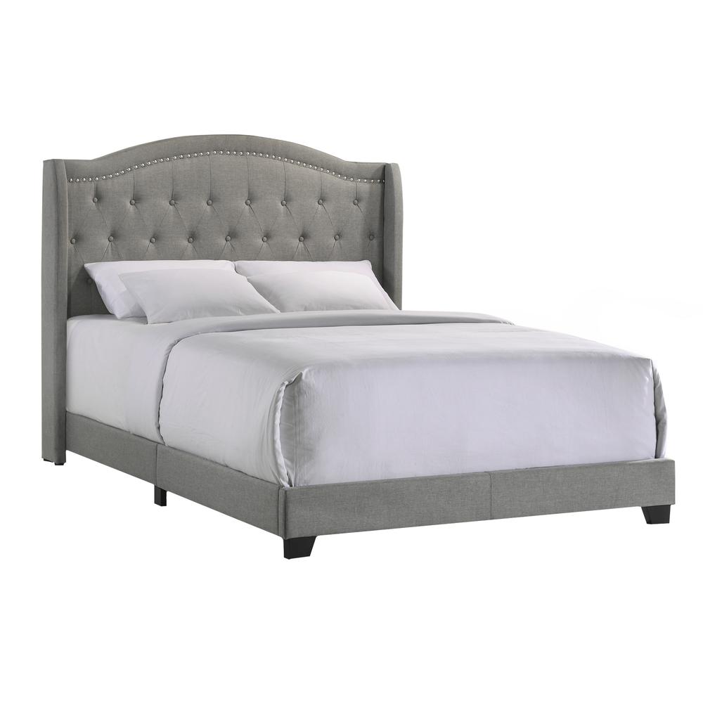 Rhyan Queen UPH Bed in Rhyan Smoke Fabric