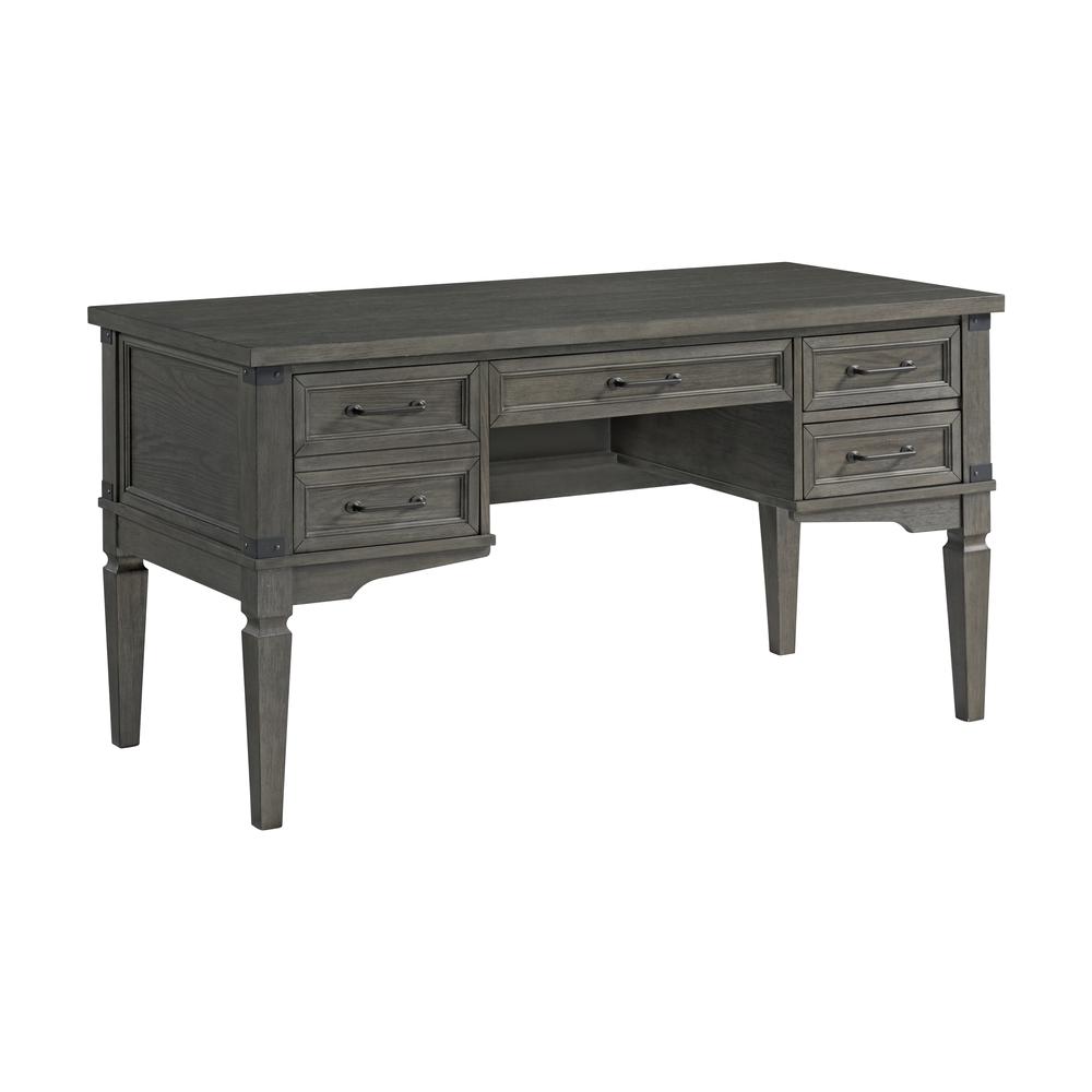 60″ Half Ped Desk in Brushed Pewter