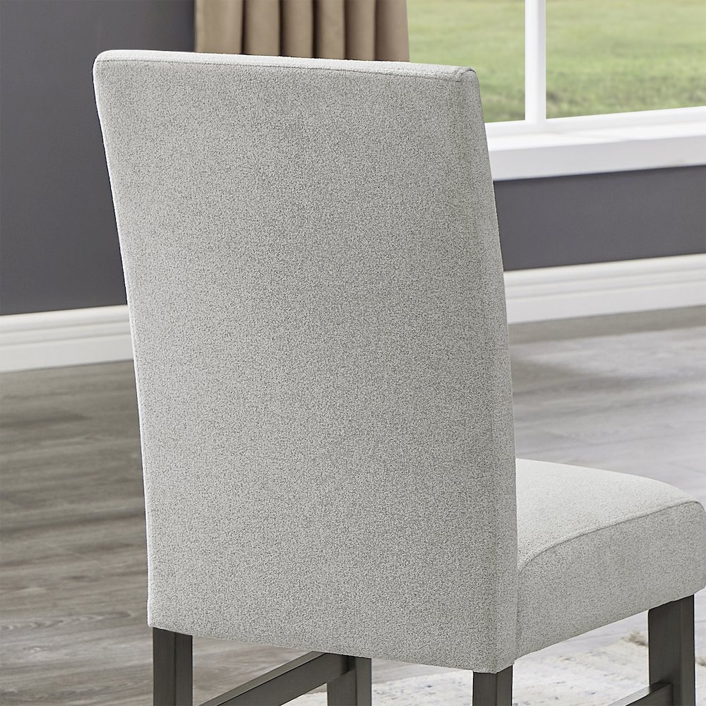 Selena Set of 2 Light Gray Fabric Parsons Dining Side Chairs with Gray Wood Legs