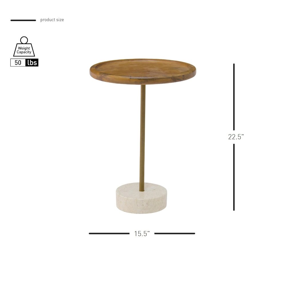 Roya Teak End Table Marble Base