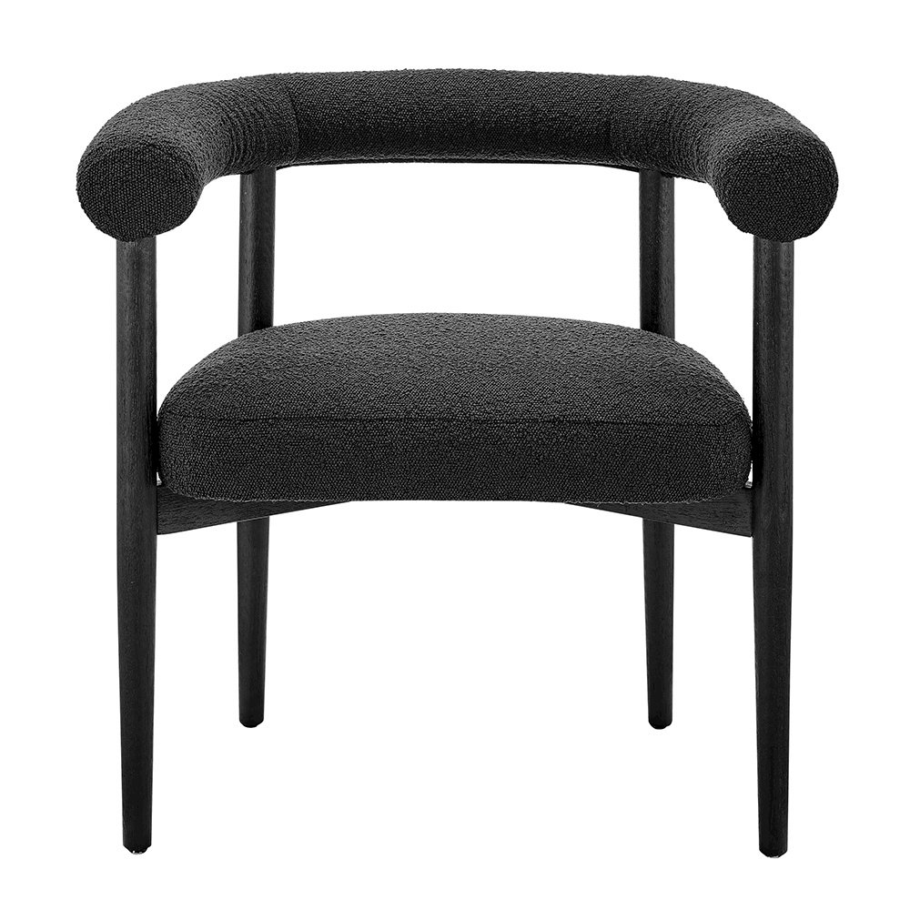 Keanu Boucle Dining Side Chair Black Legs
