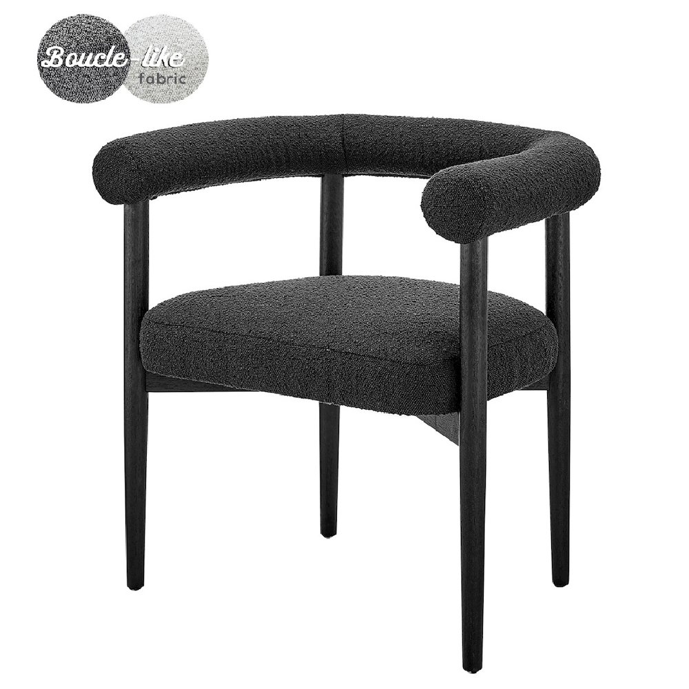 Keanu Boucle Dining Side Chair Black Legs