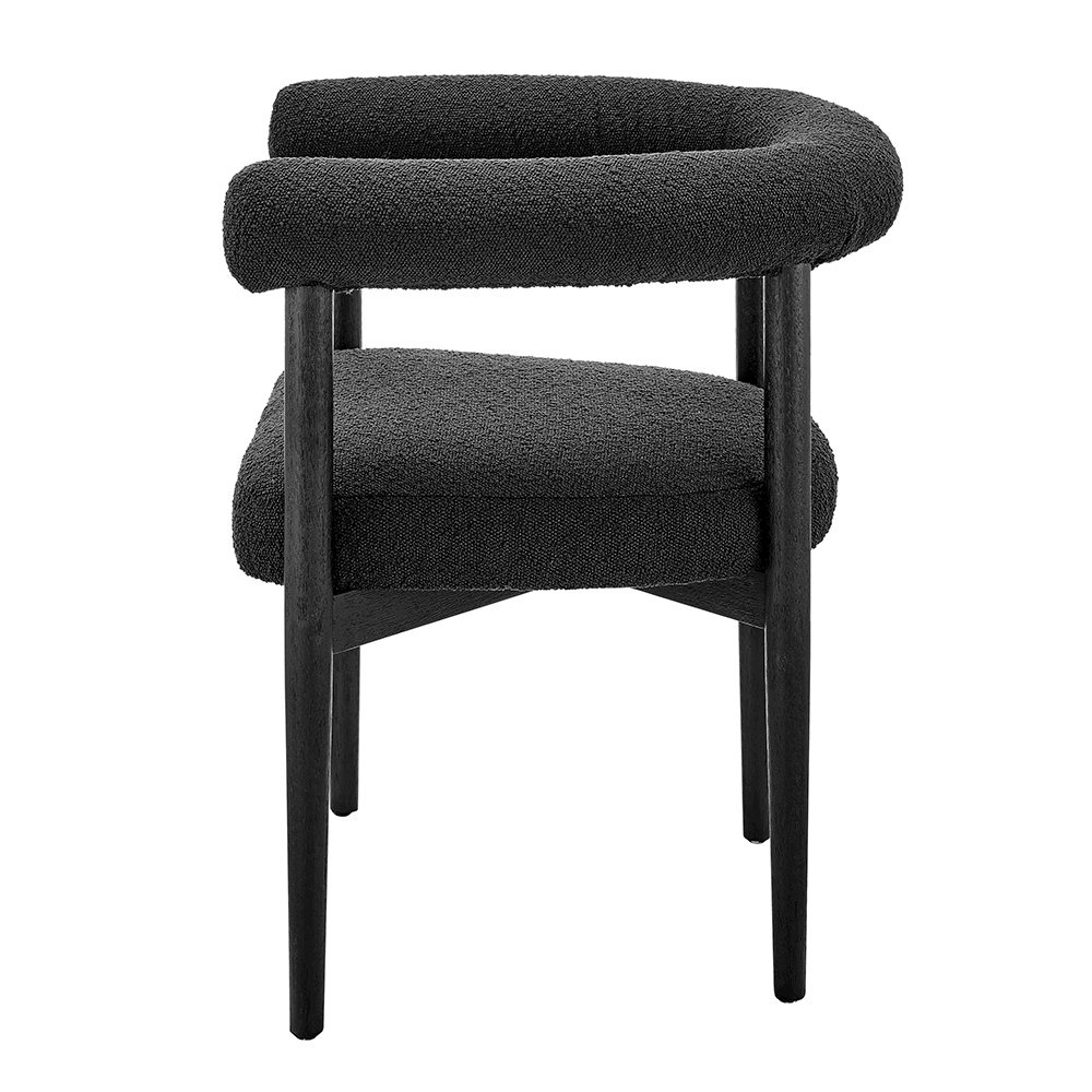 Keanu Boucle Dining Side Chair Black Legs