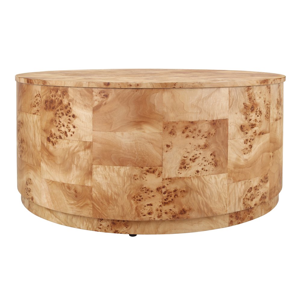 Arsenio Burl Wood Round Coffee Table