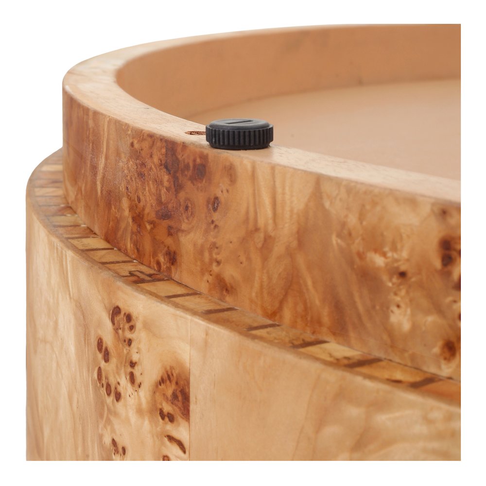 Arsenio Burl Wood Round Coffee Table