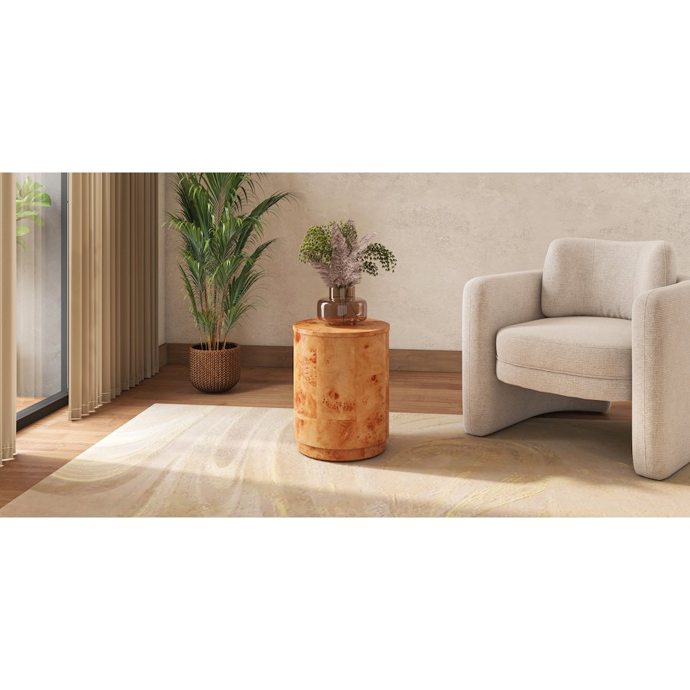 Arsenio Burl Wood Round Side/End Table