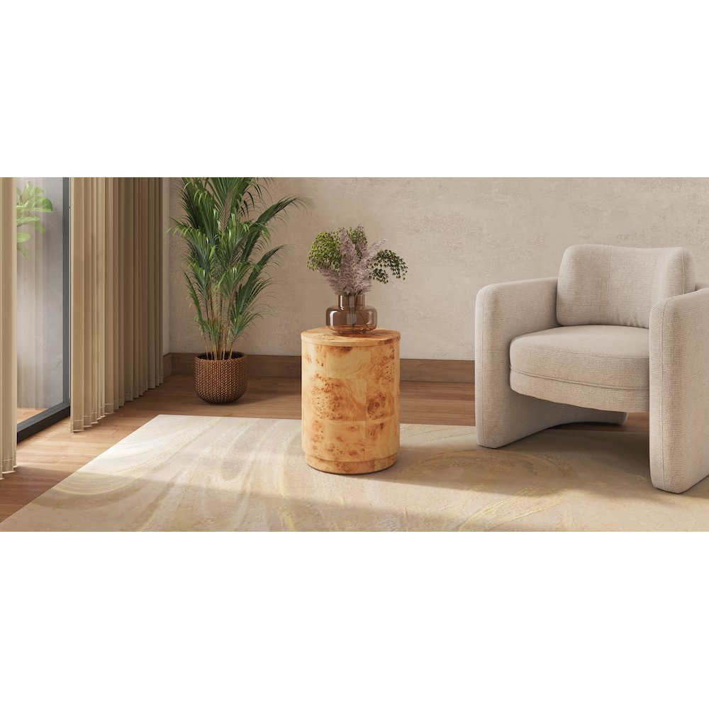 Arsenio Burl Wood Round Side/End Table