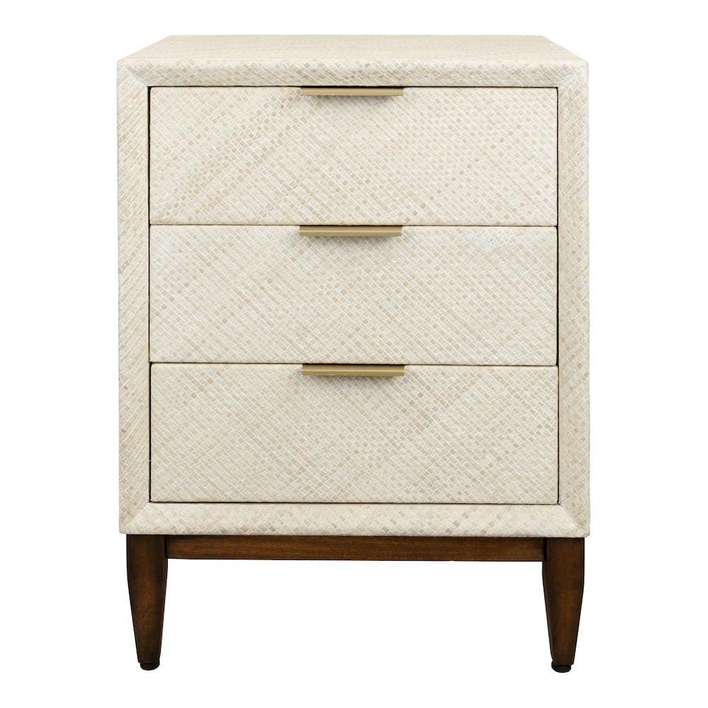 Brinley Nightstand/Side Table 3 Drawers Walnut Legs