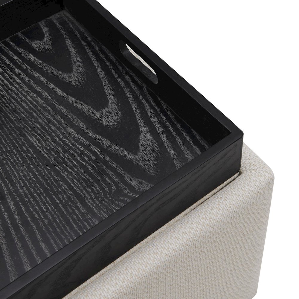 Cameron Fabric Square Storage Ottoman w/ tray