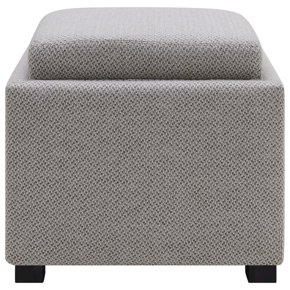 Cameron Fabric Square Storage Ottoman w/ tray