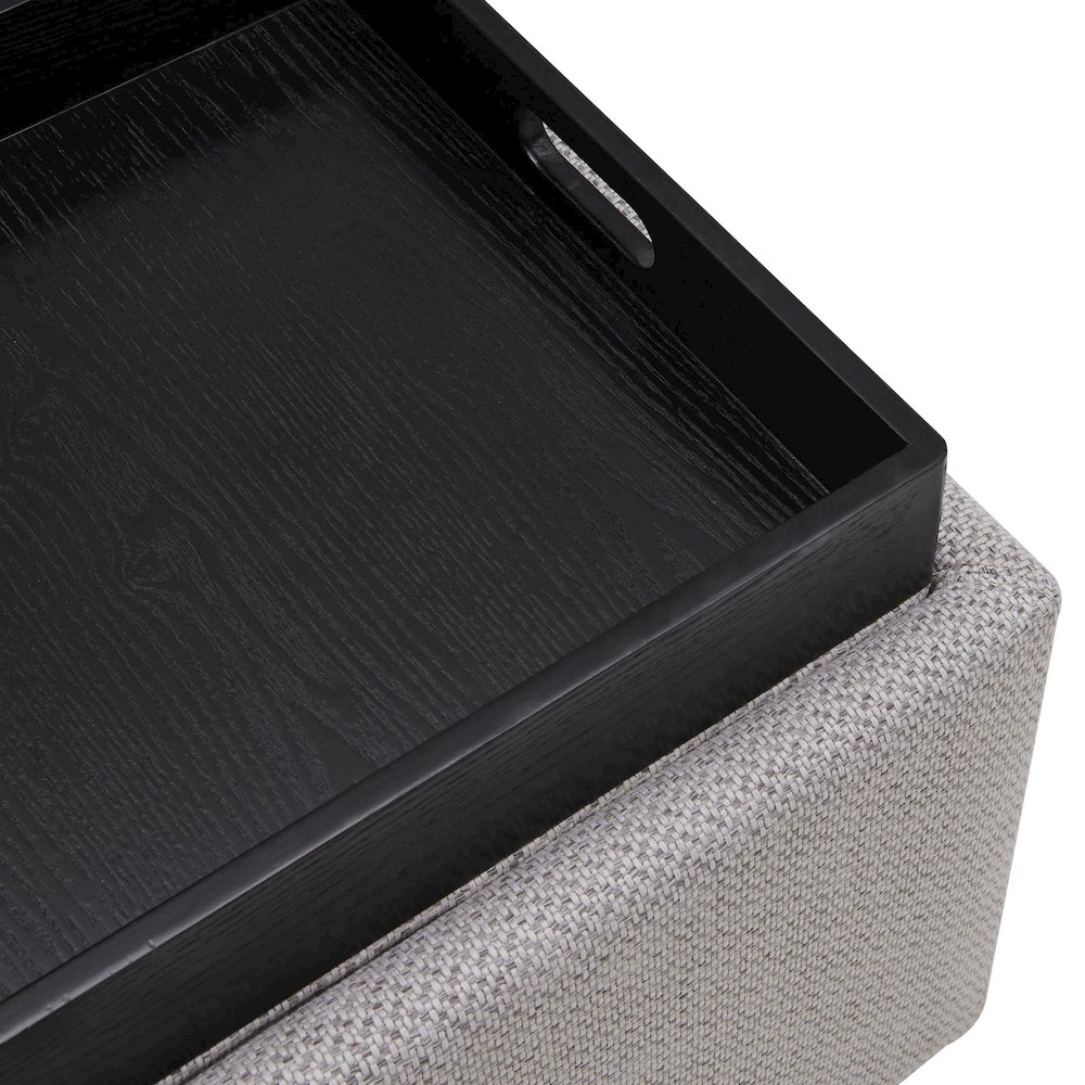 Cameron Fabric Square Storage Ottoman w/ tray