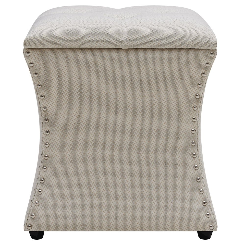 Amelia Fabric Nailhead Tufted Storage Ottoman