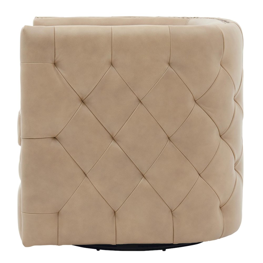 Leslie Top Grain Leather Swivel Tufted Accent Arm Chair