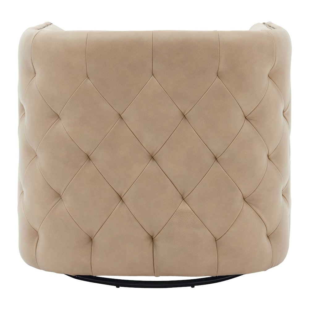 Leslie Top Grain Leather Swivel Tufted Accent Arm Chair