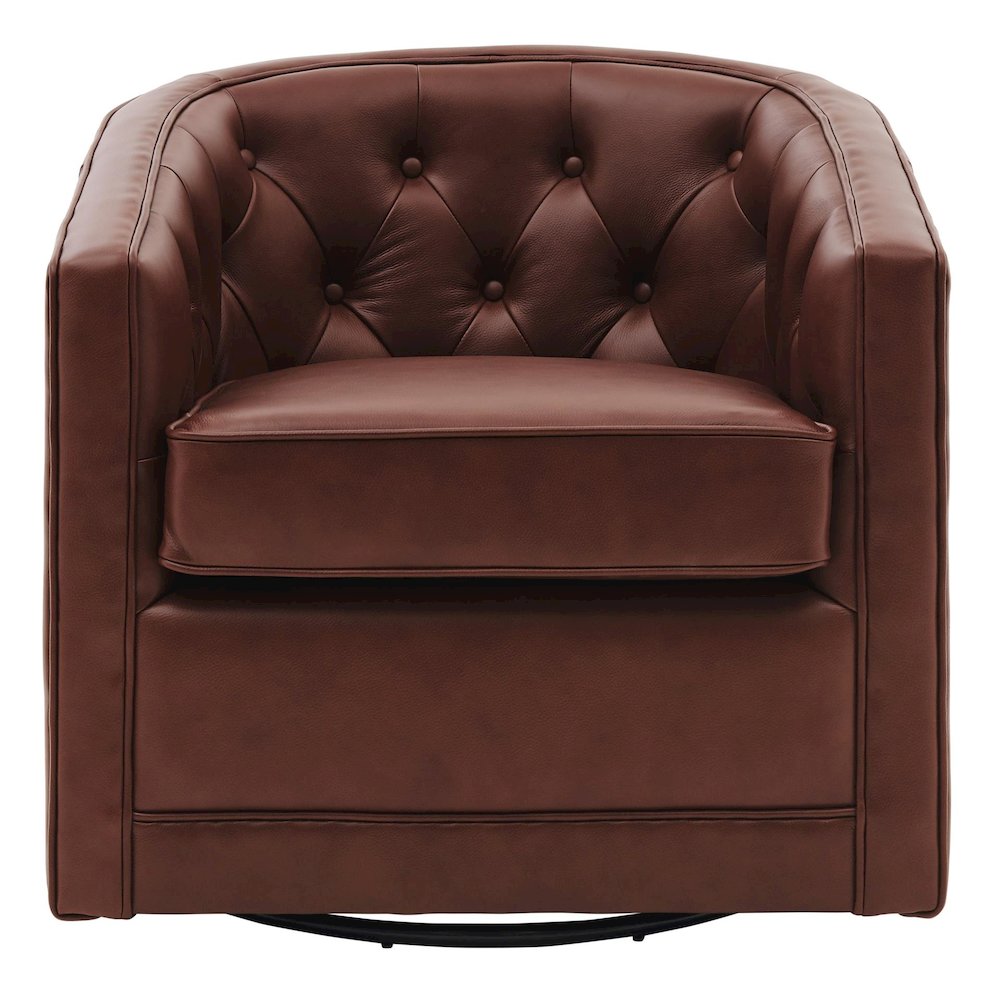 Walsh Top Grain Leather Swivel Accent Arm Chair
