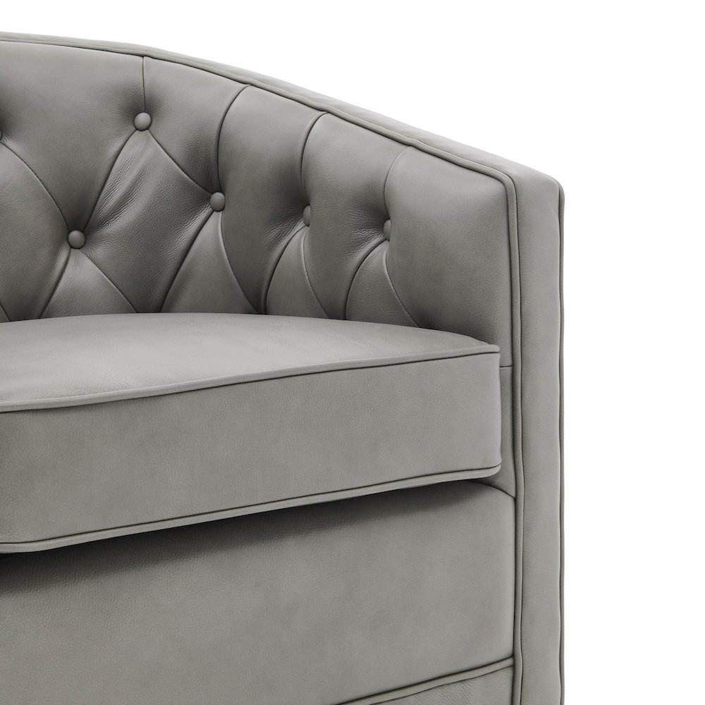 Walsh Top Grain Leather Swivel Accent Arm Chair