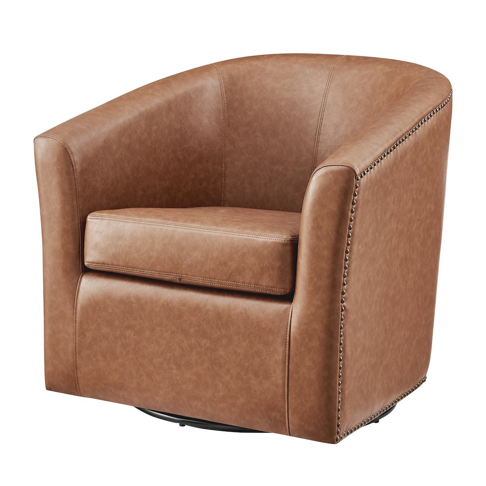 Ernest Faux Leather Swivel Accent Arm Chair