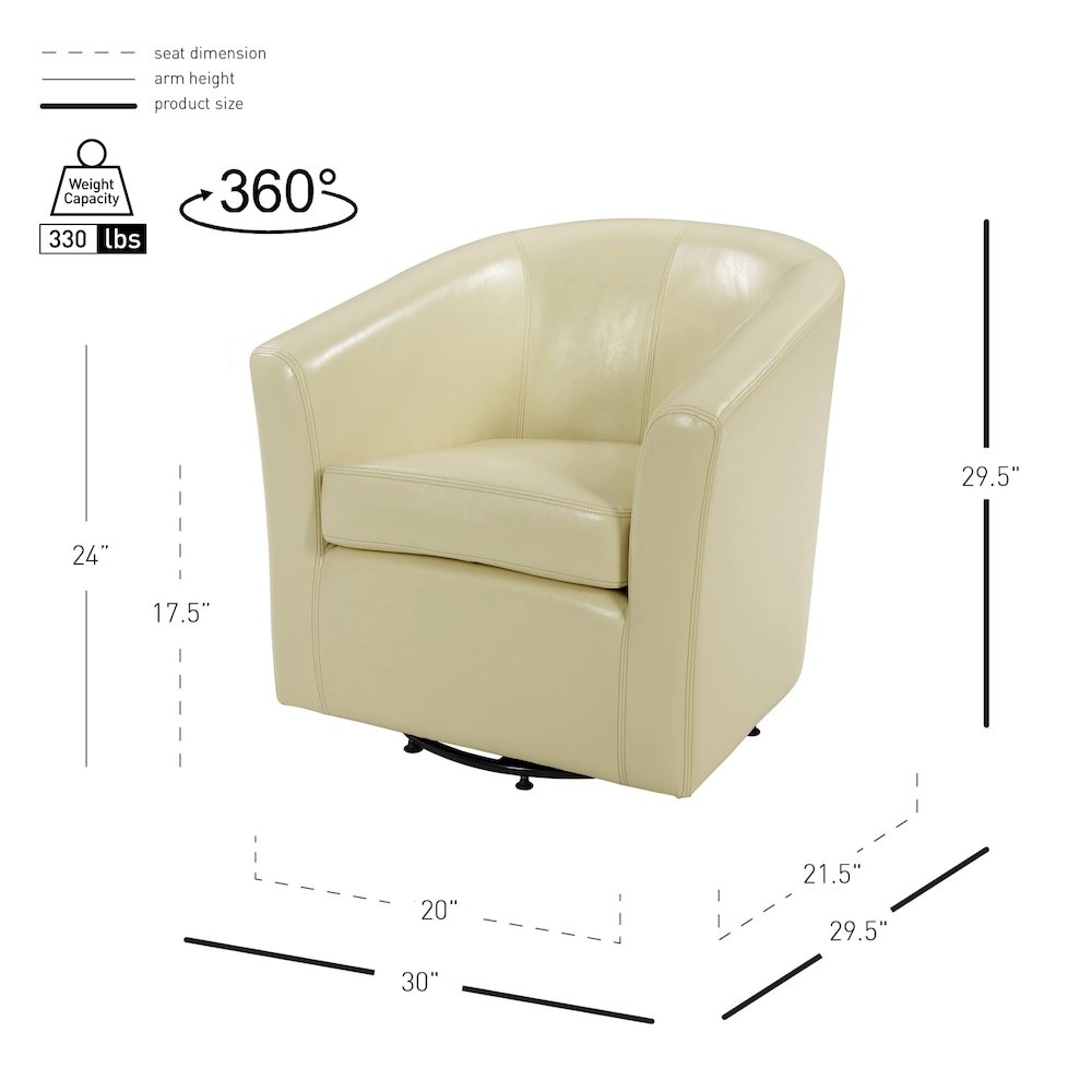 Hayden Bonded Leather Swivel Accent Arm Chair