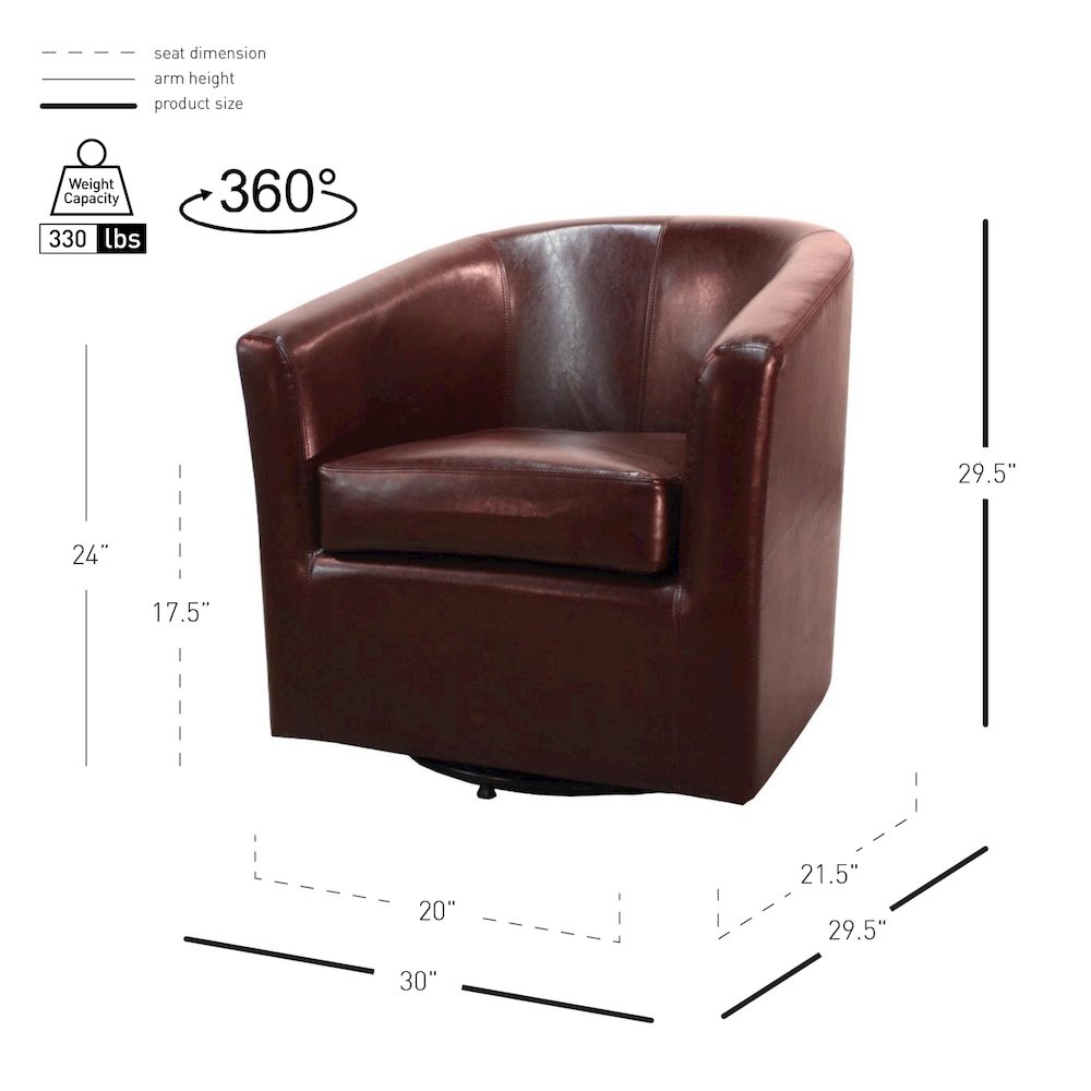 Hayden Bonded Leather Swivel Accent Arm Chair