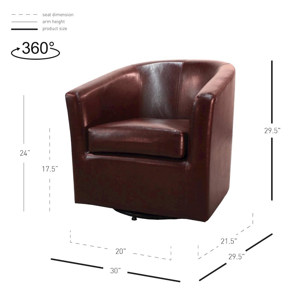 Hayden Bonded Leather Swivel Accent Arm Chair