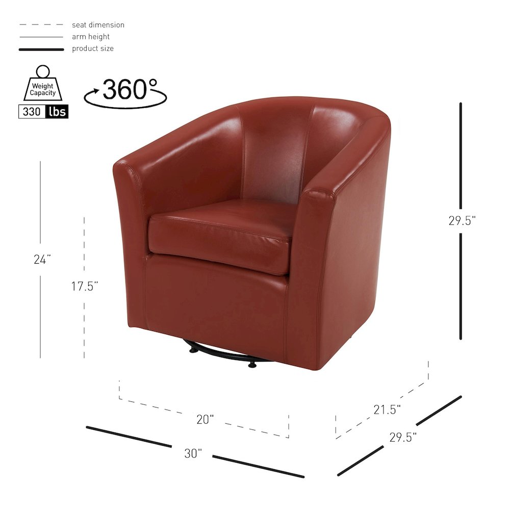 Hayden Bonded Leather Swivel Accent Arm Chair