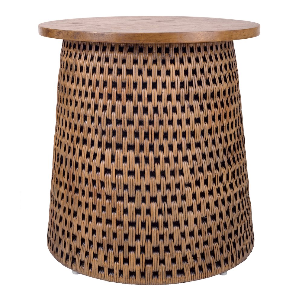 Kamari Rattan Side/End Table w/ Wood Top